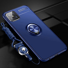 Silikon Hülle Handyhülle Ultra Dünn Schutzhülle Tasche Flexible mit Magnetisch Fingerring Ständer A04 für Oppo A92s 5G Blau