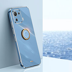 Silikon Hülle Handyhülle Ultra Dünn Schutzhülle Tasche Flexible mit Magnetisch Fingerring Ständer A05 für Xiaomi Mi 11 Pro 5G Blau