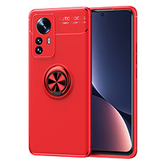 Silikon Hülle Handyhülle Ultra Dünn Schutzhülle Tasche Flexible mit Magnetisch Fingerring Ständer A05 für Xiaomi Mi 12 Pro 5G Rot