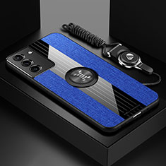 Silikon Hülle Handyhülle Ultra Dünn Schutzhülle Tasche Flexible mit Magnetisch Fingerring Ständer A06 für Samsung Galaxy S24 5G Blau