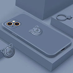 Silikon Hülle Handyhülle Ultra Dünn Schutzhülle Tasche Flexible mit Magnetisch Fingerring Ständer A07 für Apple iPhone 14 Plus Blau
