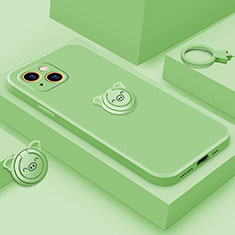 Silikon Hülle Handyhülle Ultra Dünn Schutzhülle Tasche Flexible mit Magnetisch Fingerring Ständer A07 für Apple iPhone 14 Plus Grün