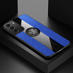 Silikon Hülle Handyhülle Ultra Dünn Schutzhülle Tasche Flexible mit Magnetisch Fingerring Ständer A07 für Samsung Galaxy S24 5G Blau