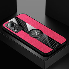 Silikon Hülle Handyhülle Ultra Dünn Schutzhülle Tasche Flexible mit Magnetisch Fingerring Ständer A07 für Xiaomi Mi 12X 5G Rot
