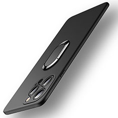Silikon Hülle Handyhülle Ultra Dünn Schutzhülle Tasche Flexible mit Magnetisch Fingerring Ständer A09 für Apple iPhone 15 Pro Max Schwarz
