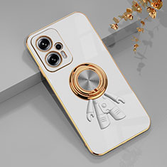 Silikon Hülle Handyhülle Ultra Dünn Schutzhülle Tasche Flexible mit Magnetisch Fingerring Ständer AN2 für Xiaomi Poco X4 GT 5G Weiß