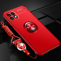 Silikon Hülle Handyhülle Ultra Dünn Schutzhülle Tasche Flexible mit Magnetisch Fingerring Ständer für Huawei Enjoy 20 5G Rot