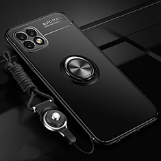 Silikon Hülle Handyhülle Ultra Dünn Schutzhülle Tasche Flexible mit Magnetisch Fingerring Ständer für Huawei Enjoy 20 5G Schwarz