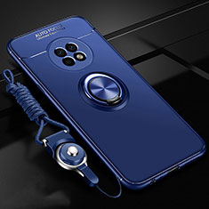 Silikon Hülle Handyhülle Ultra Dünn Schutzhülle Tasche Flexible mit Magnetisch Fingerring Ständer für Huawei Enjoy 20 Plus 5G Blau