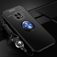 Silikon Hülle Handyhülle Ultra Dünn Schutzhülle Tasche Flexible mit Magnetisch Fingerring Ständer für Huawei Enjoy 20 Plus 5G Blau und Schwarz