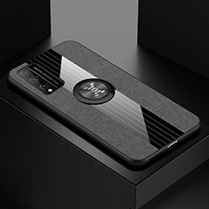 Silikon Hülle Handyhülle Ultra Dünn Schutzhülle Tasche Flexible mit Magnetisch Fingerring Ständer für Huawei Honor Play4T Pro Grau