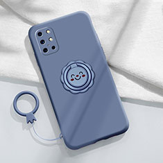 Silikon Hülle Handyhülle Ultra Dünn Schutzhülle Tasche Flexible mit Magnetisch Fingerring Ständer für OnePlus 8T 5G Lavendel Grau