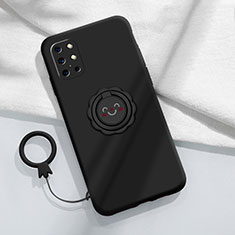 Silikon Hülle Handyhülle Ultra Dünn Schutzhülle Tasche Flexible mit Magnetisch Fingerring Ständer für OnePlus 8T 5G Schwarz