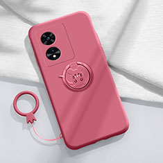 Silikon Hülle Handyhülle Ultra Dünn Schutzhülle Tasche Flexible mit Magnetisch Fingerring Ständer für Oppo A1 Pro 5G Rot