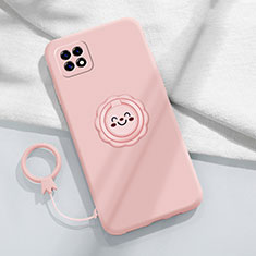 Silikon Hülle Handyhülle Ultra Dünn Schutzhülle Tasche Flexible mit Magnetisch Fingerring Ständer für Oppo A53 5G Rosa