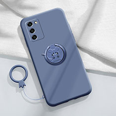 Silikon Hülle Handyhülle Ultra Dünn Schutzhülle Tasche Flexible mit Magnetisch Fingerring Ständer für Oppo A55 5G Lavendel Grau