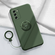 Silikon Hülle Handyhülle Ultra Dünn Schutzhülle Tasche Flexible mit Magnetisch Fingerring Ständer für Oppo A55 5G Nachtgrün