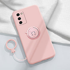 Silikon Hülle Handyhülle Ultra Dünn Schutzhülle Tasche Flexible mit Magnetisch Fingerring Ständer für Oppo A55S 5G Rosa