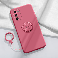 Silikon Hülle Handyhülle Ultra Dünn Schutzhülle Tasche Flexible mit Magnetisch Fingerring Ständer für Oppo A56 5G Rot