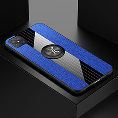 Silikon Hülle Handyhülle Ultra Dünn Schutzhülle Tasche Flexible mit Magnetisch Fingerring Ständer für Oppo A92s 5G Blau