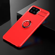 Silikon Hülle Handyhülle Ultra Dünn Schutzhülle Tasche Flexible mit Magnetisch Fingerring Ständer für Oppo A93 Rot