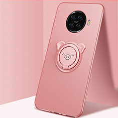 Silikon Hülle Handyhülle Ultra Dünn Schutzhülle Tasche Flexible mit Magnetisch Fingerring Ständer für Oppo Ace2 Rosa