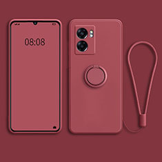 Silikon Hülle Handyhülle Ultra Dünn Schutzhülle Tasche Flexible mit Magnetisch Fingerring Ständer für Oppo K10 5G India Rot