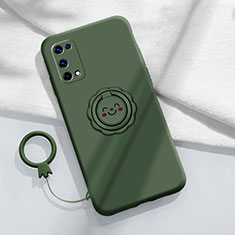 Silikon Hülle Handyhülle Ultra Dünn Schutzhülle Tasche Flexible mit Magnetisch Fingerring Ständer für Realme X7 5G Nachtgrün