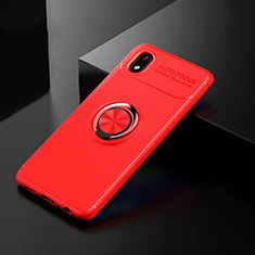 Silikon Hülle Handyhülle Ultra Dünn Schutzhülle Tasche Flexible mit Magnetisch Fingerring Ständer für Samsung Galaxy A01 Core Rot
