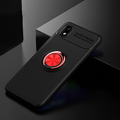 Silikon Hülle Handyhülle Ultra Dünn Schutzhülle Tasche Flexible mit Magnetisch Fingerring Ständer für Samsung Galaxy A01 Core Rot und Schwarz