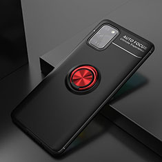 Silikon Hülle Handyhülle Ultra Dünn Schutzhülle Tasche Flexible mit Magnetisch Fingerring Ständer für Samsung Galaxy A31 Rot und Schwarz