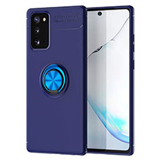 Silikon Hülle Handyhülle Ultra Dünn Schutzhülle Tasche Flexible mit Magnetisch Fingerring Ständer für Samsung Galaxy Note 20 5G Blau