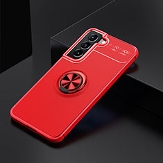 Silikon Hülle Handyhülle Ultra Dünn Schutzhülle Tasche Flexible mit Magnetisch Fingerring Ständer für Samsung Galaxy S22 Plus 5G Rot