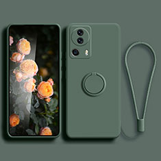 Silikon Hülle Handyhülle Ultra Dünn Schutzhülle Tasche Flexible mit Magnetisch Fingerring Ständer für Xiaomi Mi 13 Lite 5G Grün