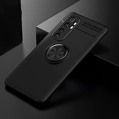 Silikon Hülle Handyhülle Ultra Dünn Schutzhülle Tasche Flexible mit Magnetisch Fingerring Ständer für Xiaomi Mi Note 10 Lite Schwarz