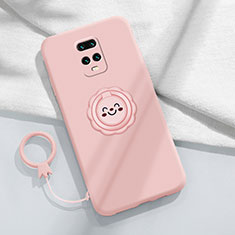 Silikon Hülle Handyhülle Ultra Dünn Schutzhülle Tasche Flexible mit Magnetisch Fingerring Ständer für Xiaomi Redmi 10X Pro 5G Rosa