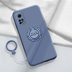 Silikon Hülle Handyhülle Ultra Dünn Schutzhülle Tasche Flexible mit Magnetisch Fingerring Ständer für Xiaomi Redmi K30S 5G Lavendel Grau