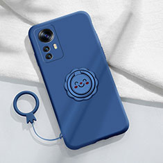 Silikon Hülle Handyhülle Ultra Dünn Schutzhülle Tasche Flexible mit Magnetisch Fingerring Ständer für Xiaomi Redmi K50 Ultra 5G Blau