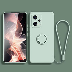 Silikon Hülle Handyhülle Ultra Dünn Schutzhülle Tasche Flexible mit Magnetisch Fingerring Ständer für Xiaomi Redmi Note 12 5G Minzgrün