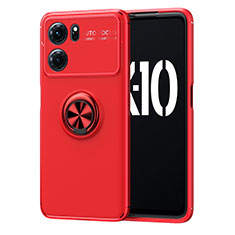 Silikon Hülle Handyhülle Ultra Dünn Schutzhülle Tasche Flexible mit Magnetisch Fingerring Ständer JM1 für Oppo K10 5G Rot