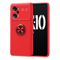 Silikon Hülle Handyhülle Ultra Dünn Schutzhülle Tasche Flexible mit Magnetisch Fingerring Ständer JM1 für Oppo K10 Pro 5G Rot