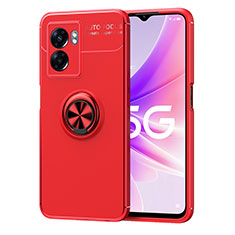 Silikon Hülle Handyhülle Ultra Dünn Schutzhülle Tasche Flexible mit Magnetisch Fingerring Ständer JM1 für Realme Q5i 5G Rot