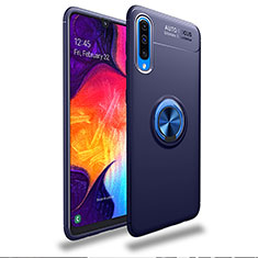 Silikon Hülle Handyhülle Ultra Dünn Schutzhülle Tasche Flexible mit Magnetisch Fingerring Ständer JM1 für Samsung Galaxy A30S Blau