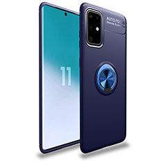 Silikon Hülle Handyhülle Ultra Dünn Schutzhülle Tasche Flexible mit Magnetisch Fingerring Ständer JM1 für Samsung Galaxy A41 Blau