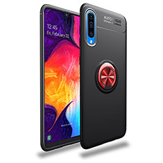 Silikon Hülle Handyhülle Ultra Dünn Schutzhülle Tasche Flexible mit Magnetisch Fingerring Ständer JM1 für Samsung Galaxy A70 Rot und Schwarz