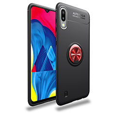 Silikon Hülle Handyhülle Ultra Dünn Schutzhülle Tasche Flexible mit Magnetisch Fingerring Ständer JM1 für Samsung Galaxy M10 Rot und Schwarz