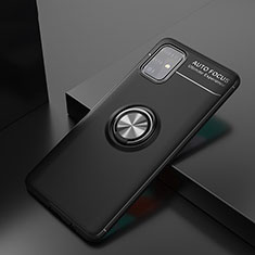 Silikon Hülle Handyhülle Ultra Dünn Schutzhülle Tasche Flexible mit Magnetisch Fingerring Ständer JM1 für Samsung Galaxy M31s Schwarz
