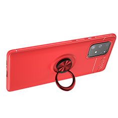 Silikon Hülle Handyhülle Ultra Dünn Schutzhülle Tasche Flexible mit Magnetisch Fingerring Ständer JM1 für Samsung Galaxy S10 Lite Rot