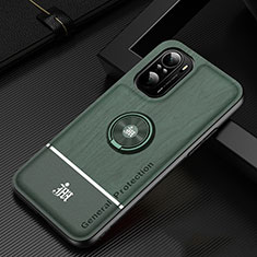 Silikon Hülle Handyhülle Ultra Dünn Schutzhülle Tasche Flexible mit Magnetisch Fingerring Ständer JM1 für Xiaomi Mi 11X 5G Grün