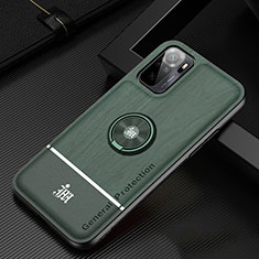 Silikon Hülle Handyhülle Ultra Dünn Schutzhülle Tasche Flexible mit Magnetisch Fingerring Ständer JM1 für Xiaomi Redmi Note 10S 4G Grün